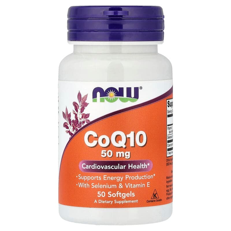 NOW Foods, CoQ10 con selenio y vitamina E, 50 cápsulas blandas