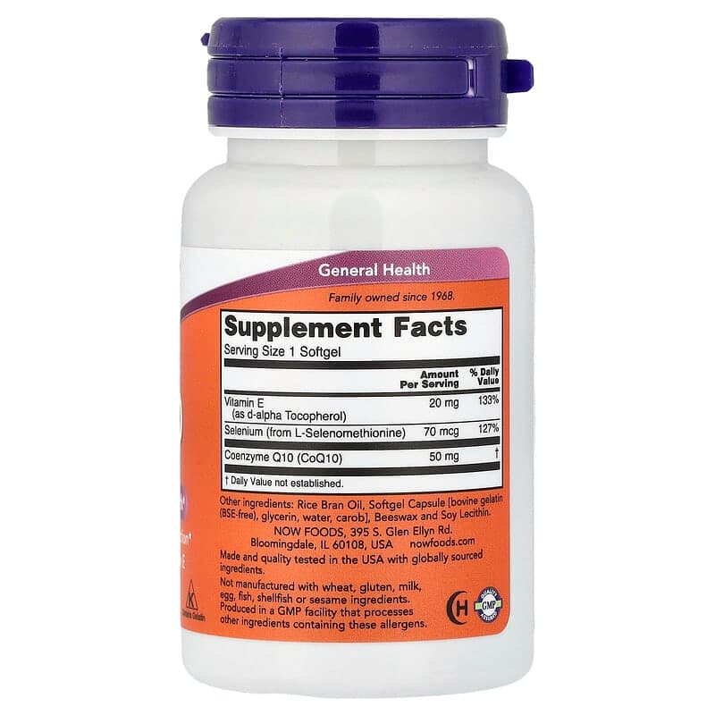 NOW Foods, CoQ10 con selenio y vitamina E, 50 cápsulas blandas – NOW Foods – imagen 2