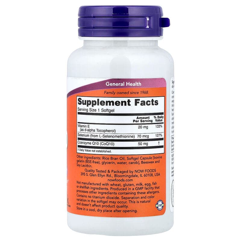 NOW Foods, CoQ10 con selenio y vitamina E, 100 cápsulas blandas – NOW Foods – imagen 2