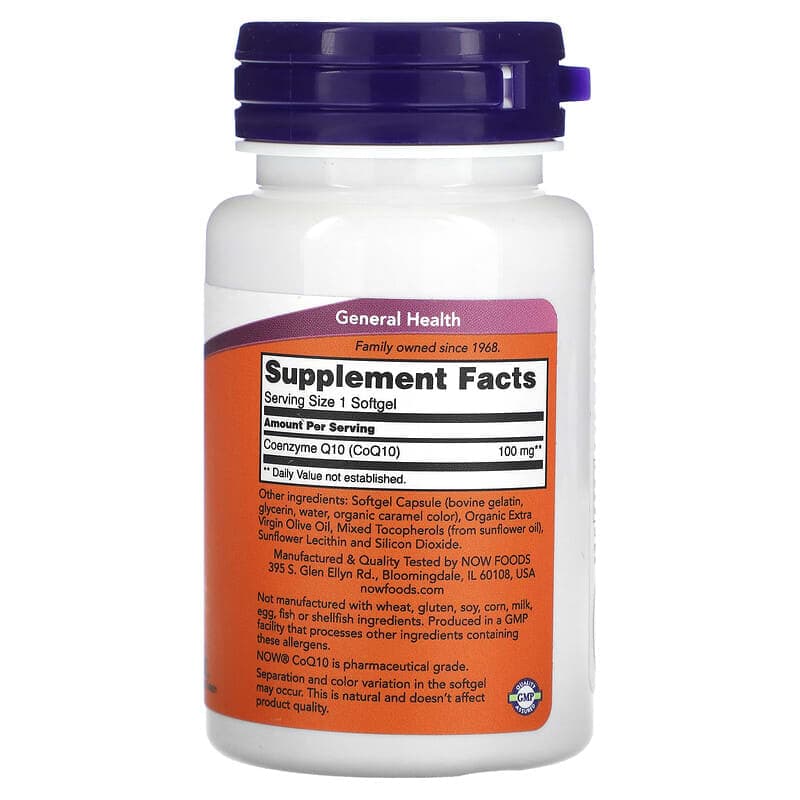 NOW Foods, CoQ10, 100 mg, 50 cápsulas blandas – NOW Foods – imagen 2