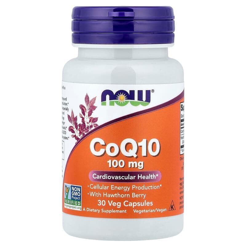 NOW Foods, CoQ10 con bayas de espino, 30 cápsulas vegetales