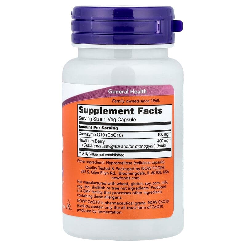 NOW Foods, CoQ10 con bayas de espino, 30 cápsulas vegetales – NOW Foods – imagen 2
