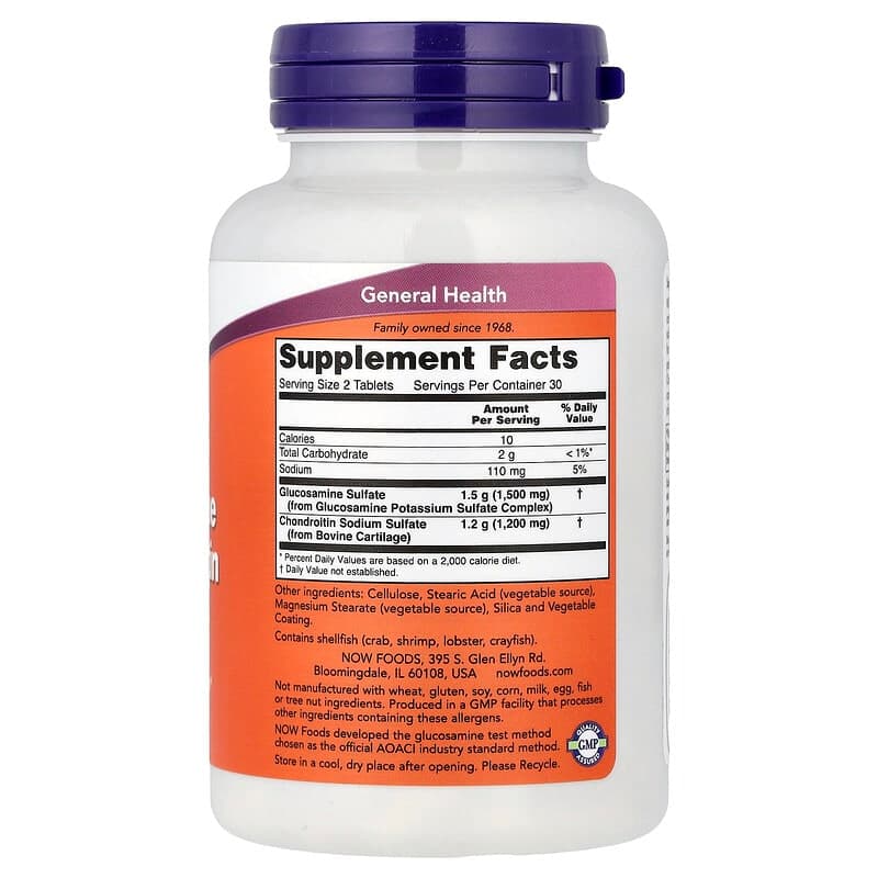 NOW Foods, Glucosamina y condroitina, 60 comprimidos – NOW Foods – imagen 2