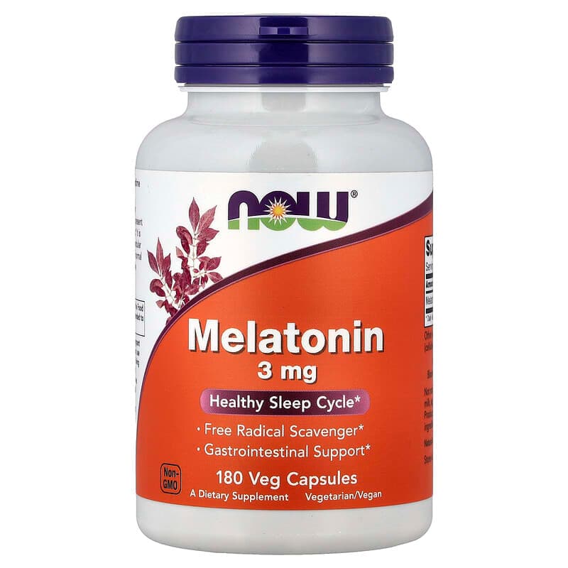 NOW Foods, Melatonina, 3 mg, 180 cápsulas vegetales