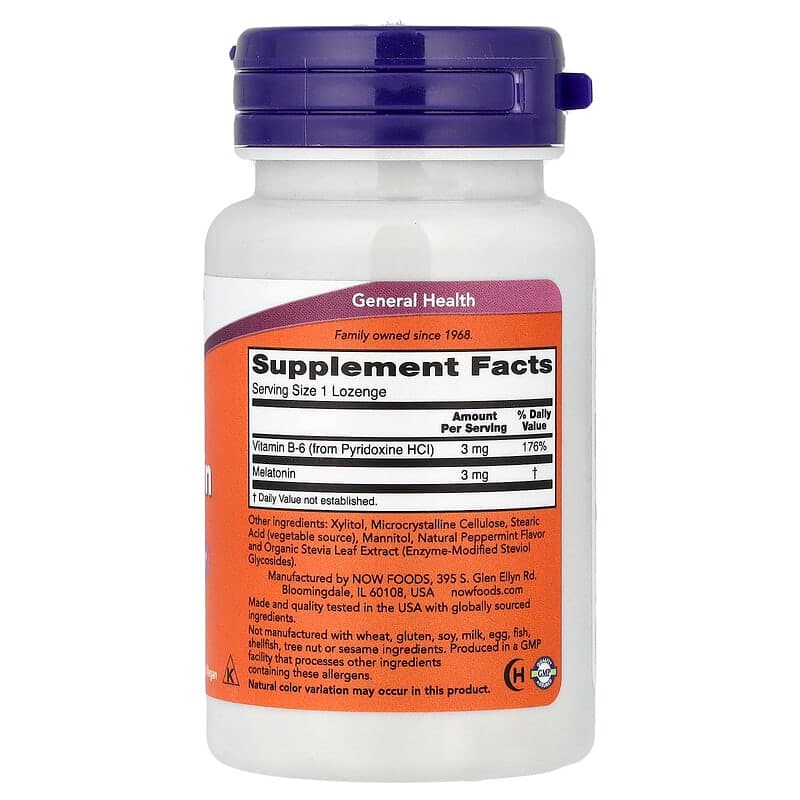 NOW Foods, Melatonina, 3 mg, 90 pastillas – NOW Foods – imagen 2
