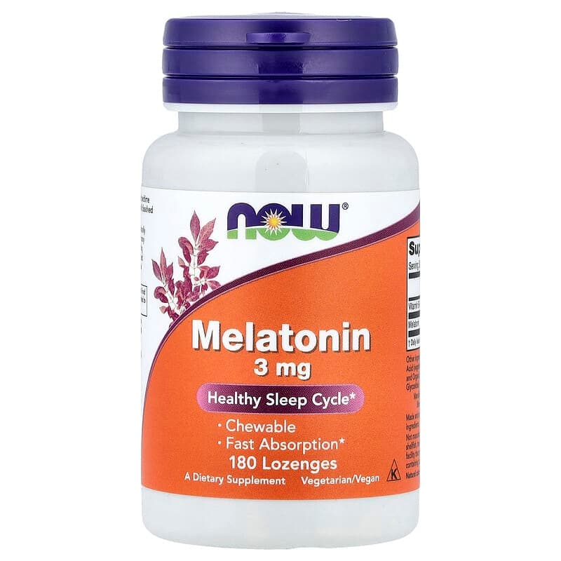 NOW Foods, Melatonina, 3 mg, 180 pastillas