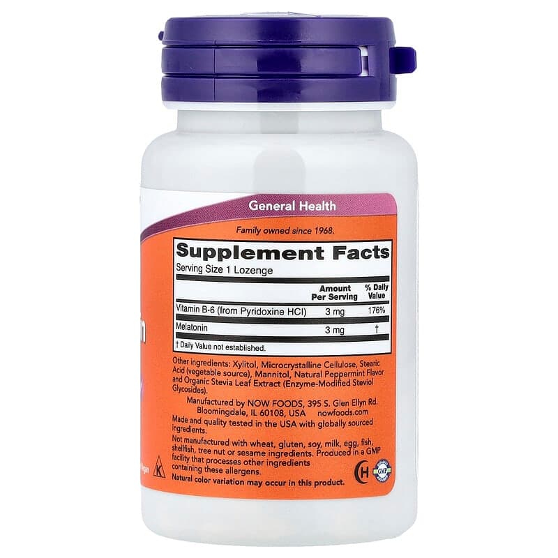 NOW Foods, Melatonina, 3 mg, 180 pastillas – NOW Foods – imagen 2