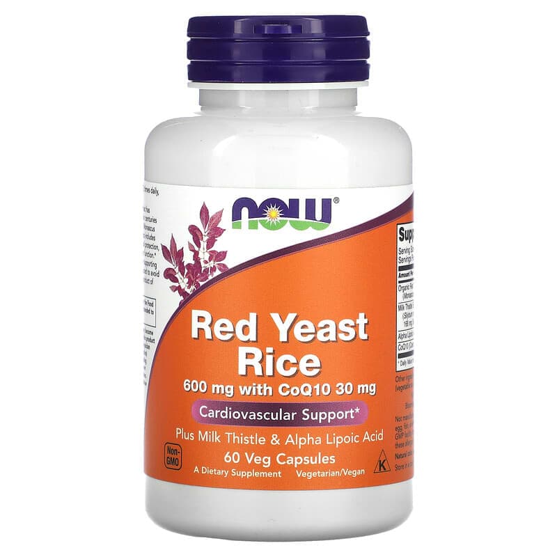 NOW Foods, Arroz de levadura roja, 60 cápsulas vegetales