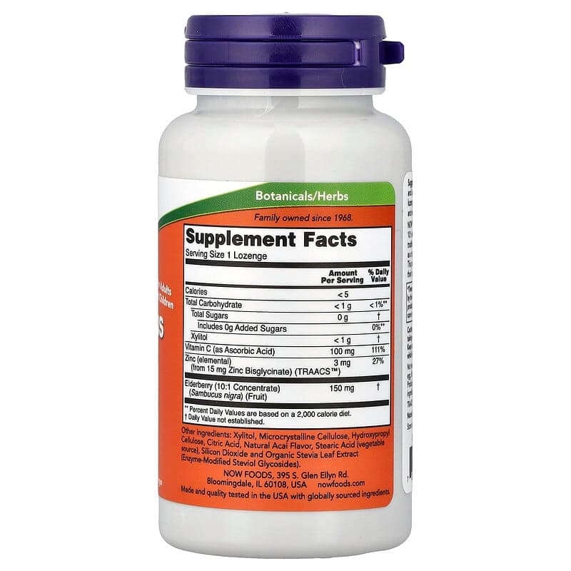NOW Foods, Sambucus, zinc y vitamina C, 60 pastillas – NOW Foods – imagen 2