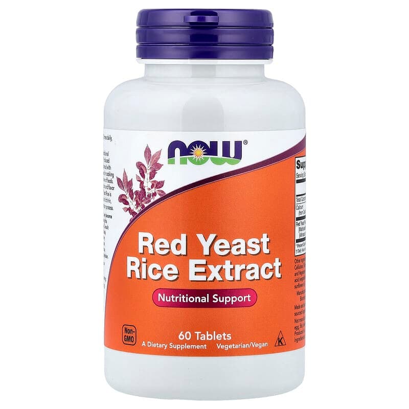 NOW Foods, Extracto de arroz de levadura roja, 60 comprimidos