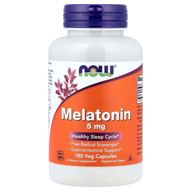 NOW Foods, Melatonina, 5 mg, 180 cápsulas vegetales