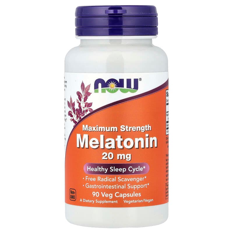 NOW Foods, Melatonina de concentración máxima, 20 mg, 90 cápsulas vegetales