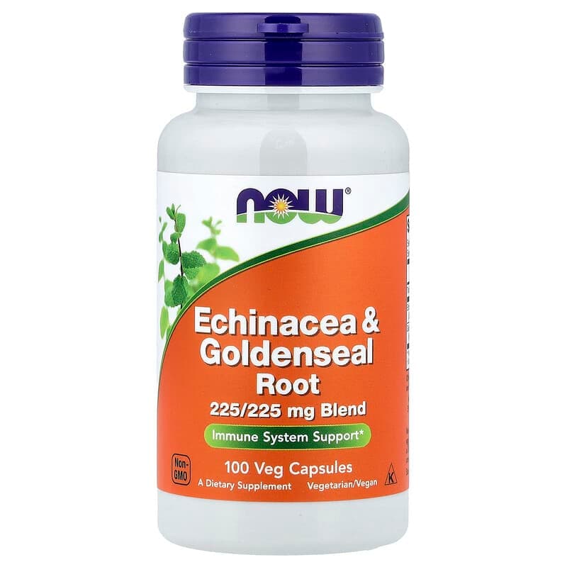 NOW Foods, Raíz de equinácea y de sello de oro, 100 cápsulas vegetales