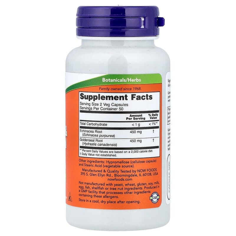 NOW Foods, Raíz de equinácea y de sello de oro, 100 cápsulas vegetales – NOW Foods – imagen 2