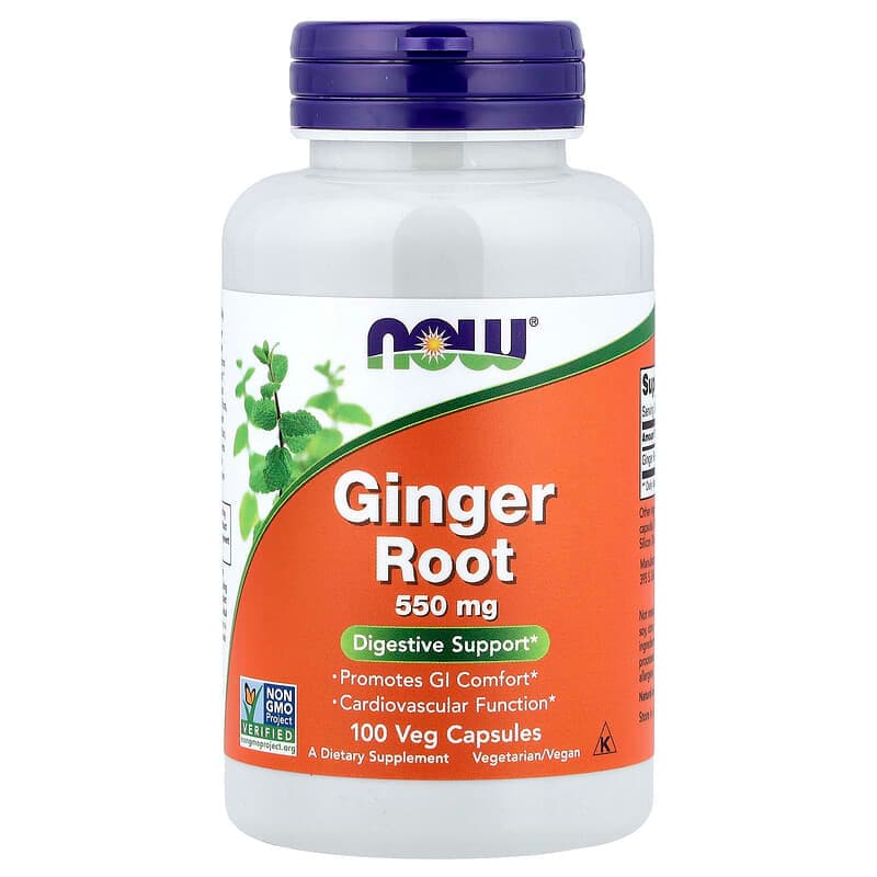 NOW Foods, Raíz de jengibre, 550 mg, 100 cápsulas vegetales
