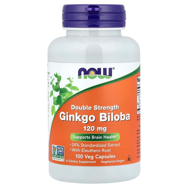 NOW Foods, Ginkgo biloba con raíz de ginseng siberiano, 100 cápsulas vegetales