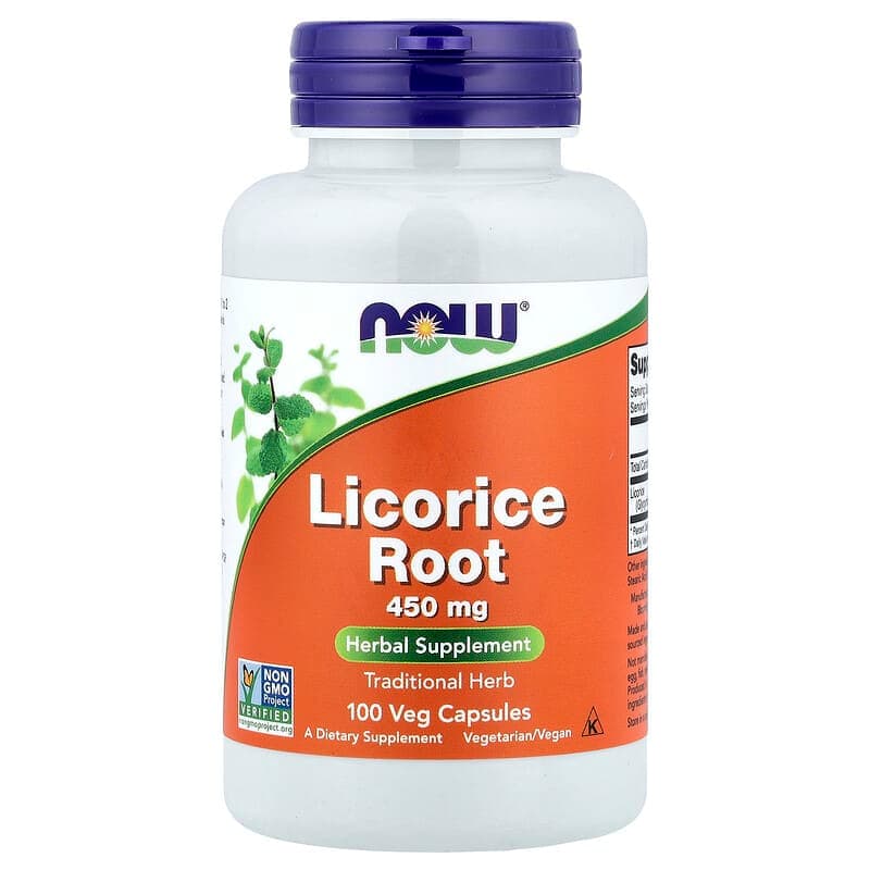NOW Foods, Raíz de regaliz, 450 mg, 100 cápsulas vegetales (225 mg por cápsula)