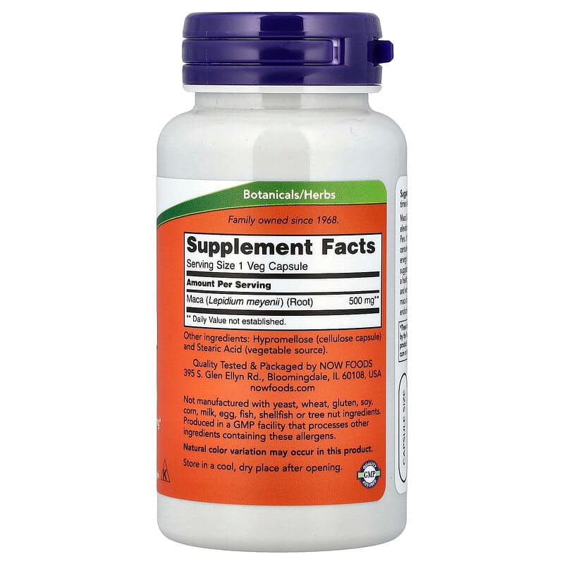 NOW Foods, Maca, 500 mg, 100 cápsulas vegetarianas – NOW Foods – imagen 2