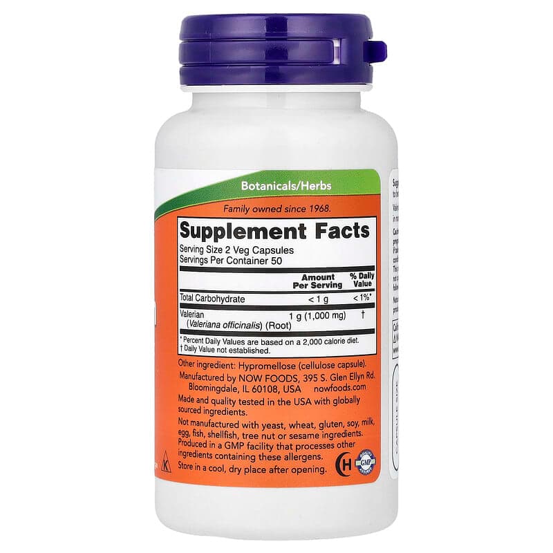 NOW Foods, Raíz de valeriana, 500 mg, 100 cápsulas vegetales – NOW Foods – imagen 2