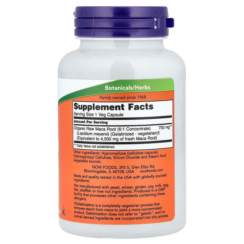 NOW Foods, Maca cruda, 750 mg, 90 cápsulas vegetales – NOW Foods – imagen 2