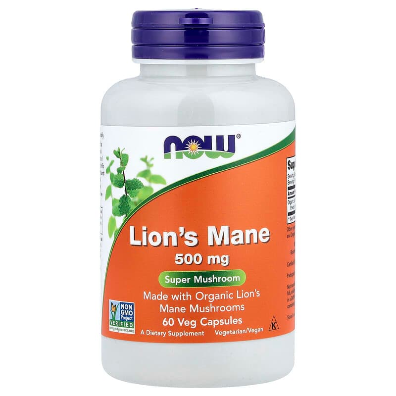 NOW Foods, Melena de león, 500 mg, 60 cápsulas vegetales