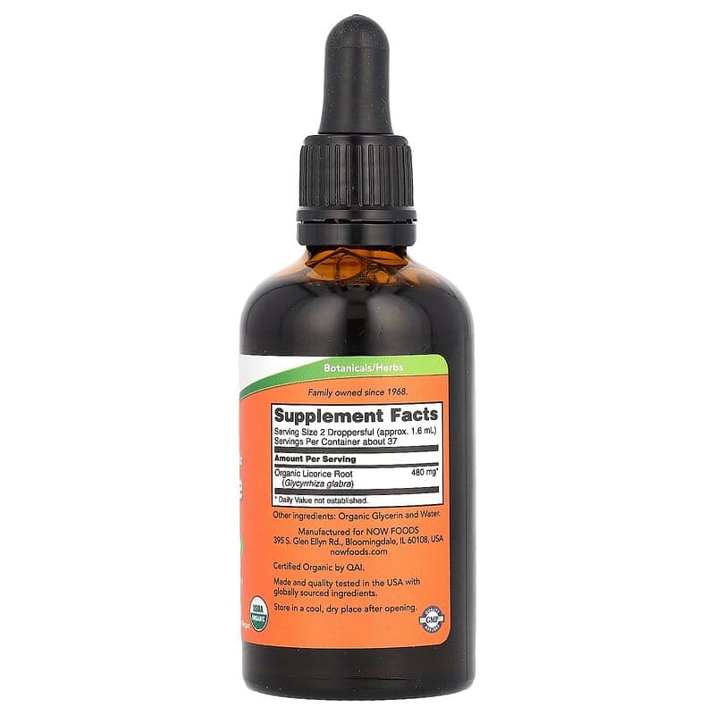 NOW Foods, Raíz de regaliz orgánico certificado, 480 mg, 59 ml (2 oz. líq.) – NOW Foods – imagen 2