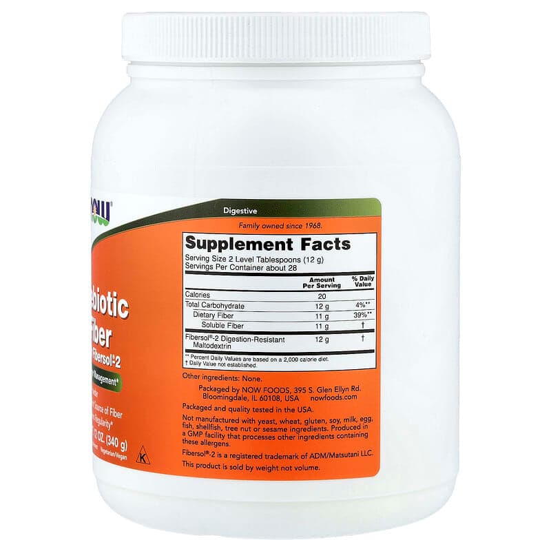 NOW Foods, Fibra prebiótica con Fibersol®-2, 340 g (12 oz) – NOW Foods – imagen 2