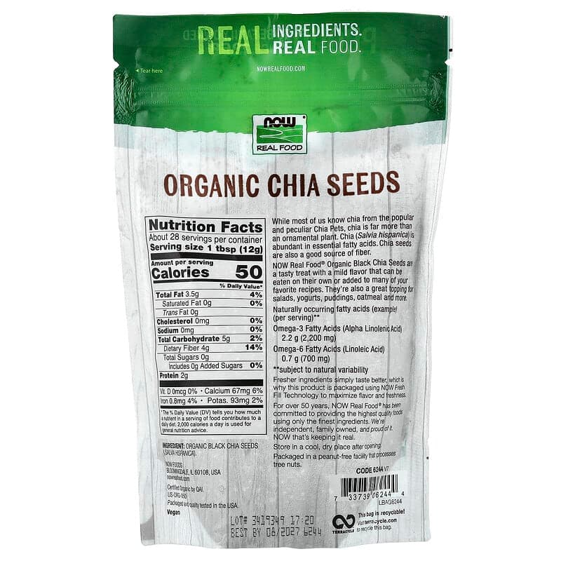 NOW Foods, Real Food, Semillas de chía orgánica`` 340 g (12 oz) – NOW Foods – imagen 2