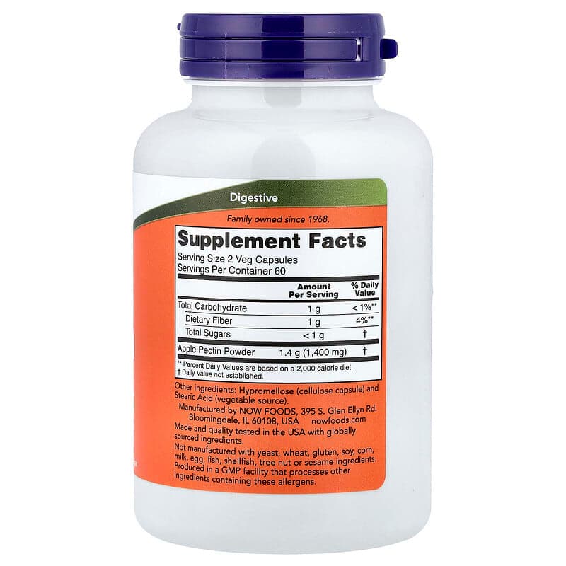 NOW Foods, Pectina de manzana, 120 cápsulas vegetales (0,7 g por cápsula) – NOW Foods – imagen 2
