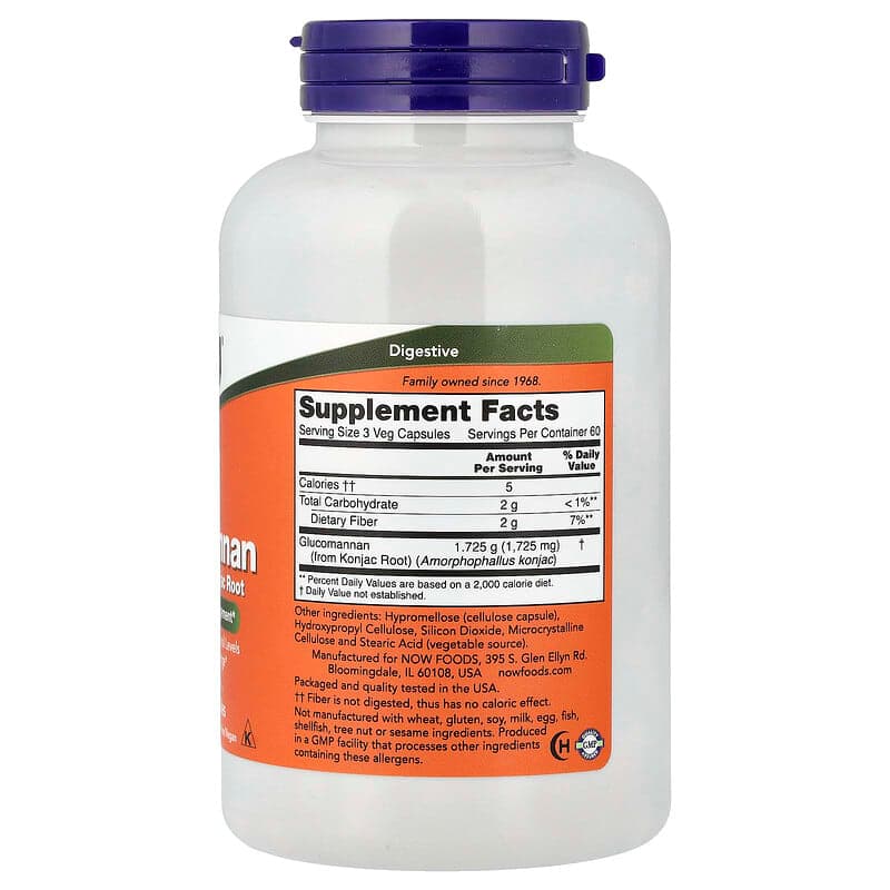 NOW Foods, Glucomanano, 575 mg, 180 cápsulas vegetales – NOW Foods – imagen 2