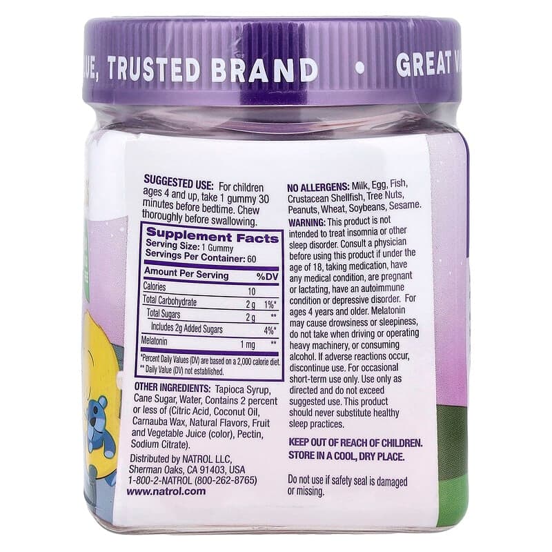 Natrol, Gomitas con melatonina para niños de 4 años en adelante, Frambuesa, 1 mg, 60 gomitas – Natrol – imagen 2