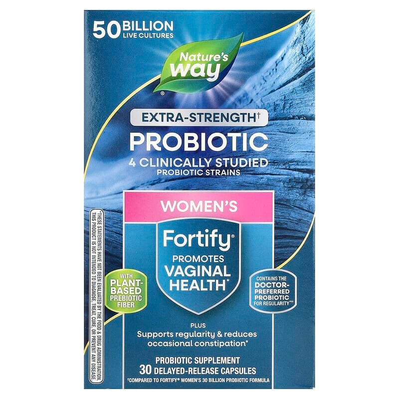 Nature's Way, Suplemento probiótico para mujeres Fortify®, 50.000 millones de UFC, 30 cápsulas de liberación retardada