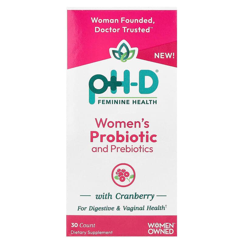 pH-D Feminine Health, Suplemento probiótico y prebiótico para mujeres con arándano rojo, 30 cápsulas