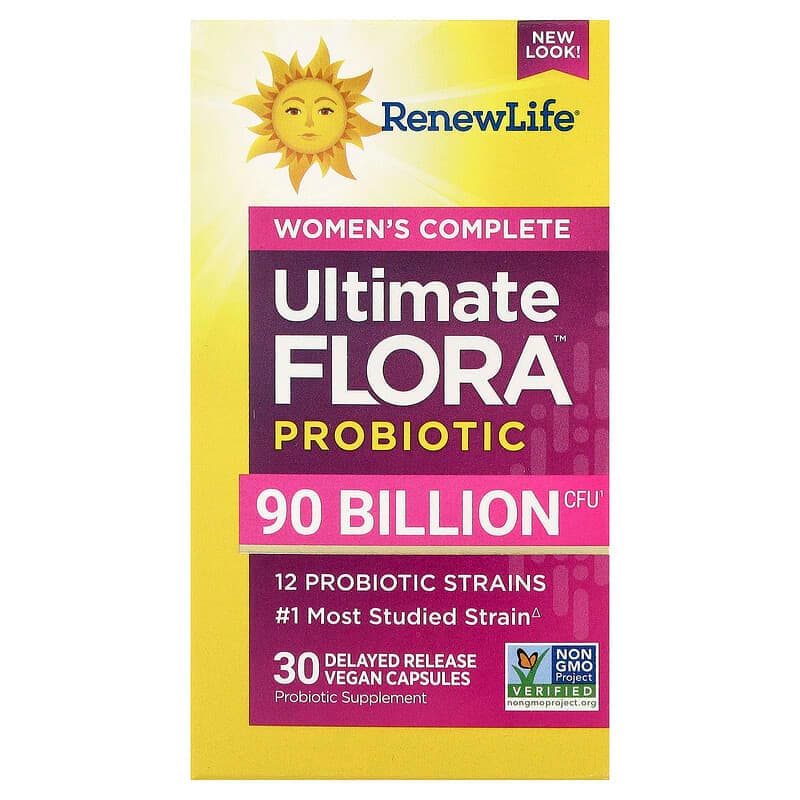 Renew Life, Suplemento probiótico completo para mujeres Ultimate Flora™, 30 cápsulas veganas de liberación retardada