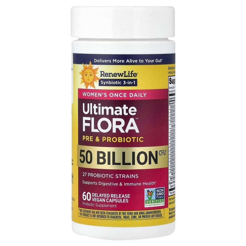 Renew Life, Ultimate Flora™, Suplemento probiótico, 50.000 millones de UFC, 60 cápsulas veganas de liberación retardada – Renew Life – imagen 3