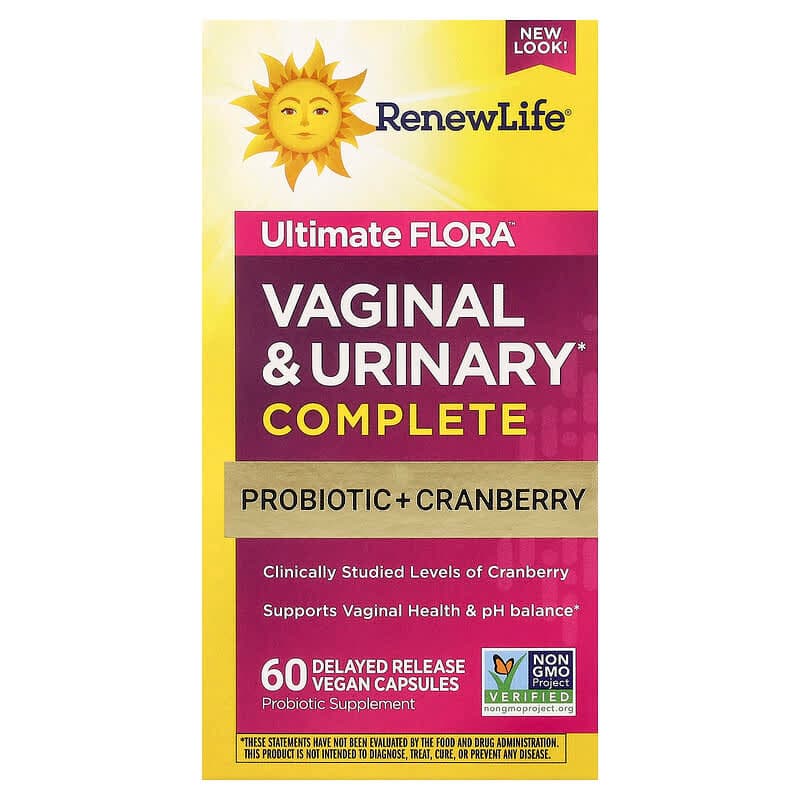 Renew Life, Ultimate Flora™, Suplemento vaginal y urinario completo, 60 cápsulas veganas de liberación retardada