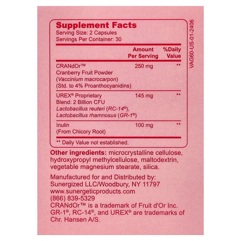 Sunergetic, Suplemento probiótico vaginal, 60 cápsulas – Sunergetic – imagen 2