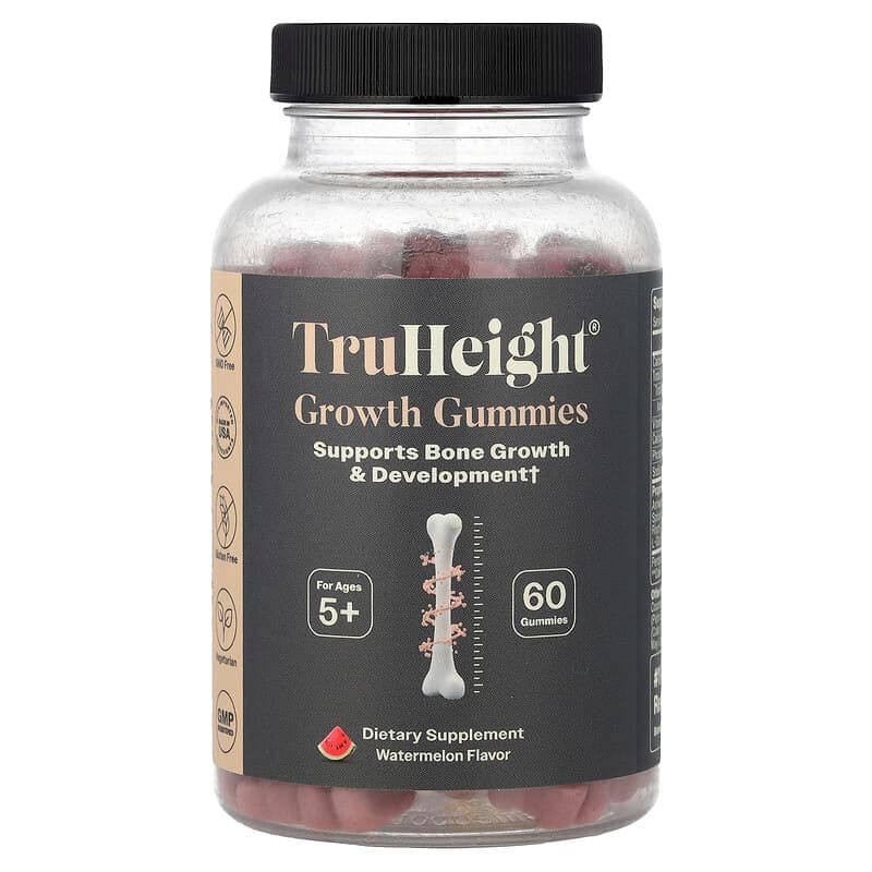 TruHeight, Gomitas para favorecer el crecimiento, Suplemento multivitamínico, De 5 años en adelante, Sandía, 60 gomitas