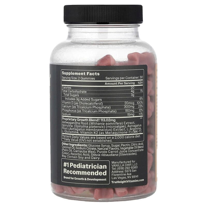 TruHeight, Gomitas para favorecer el crecimiento, Suplemento multivitamínico, De 5 años en adelante, Sandía, 60 gomitas – TruHeight – imagen 2