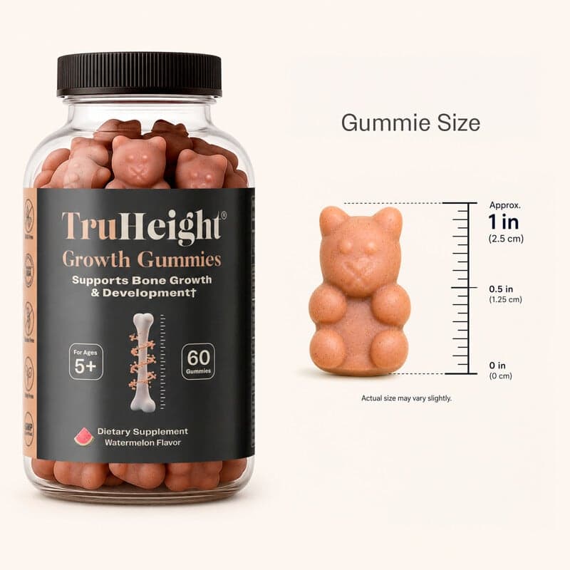 TruHeight, Gomitas para favorecer el crecimiento, Suplemento multivitamínico, De 5 años en adelante, Sandía, 60 gomitas – TruHeight – imagen 3