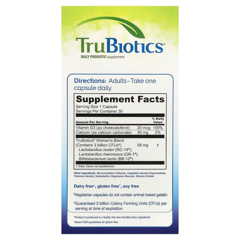 TruBiotics, Salud digestiva, vaginal y ósea para mujeres, 30 cápsulas vegetales – TruBiotics – imagen 2